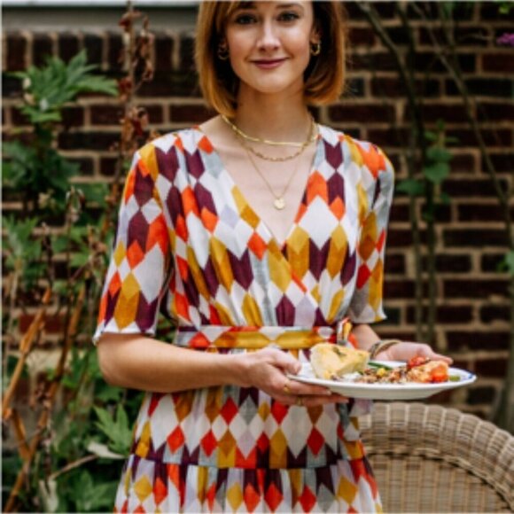 Roller Rabbit | Norma Gertrude Geo Print Wrap Maxi Dress - Size XS/ S - Picture 2 of 11